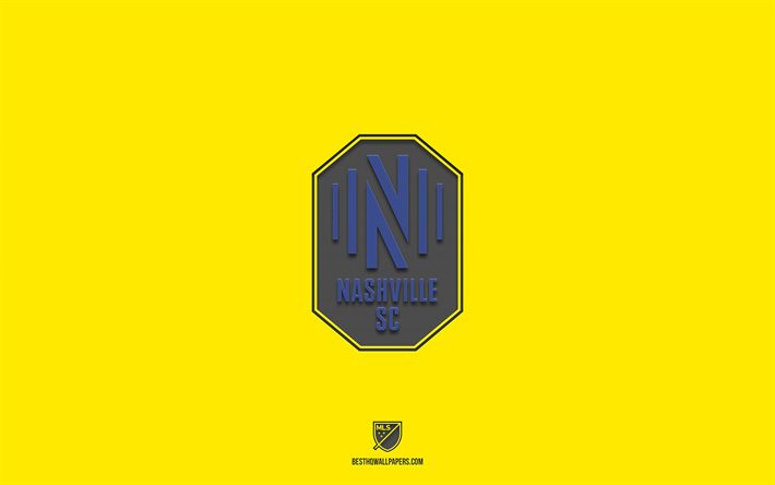 Nashville SC, time de futebol americano, fundo amarelo, logotipo de Nashville SC, arte grunge, USL, futebol, emblema de Nashville SC