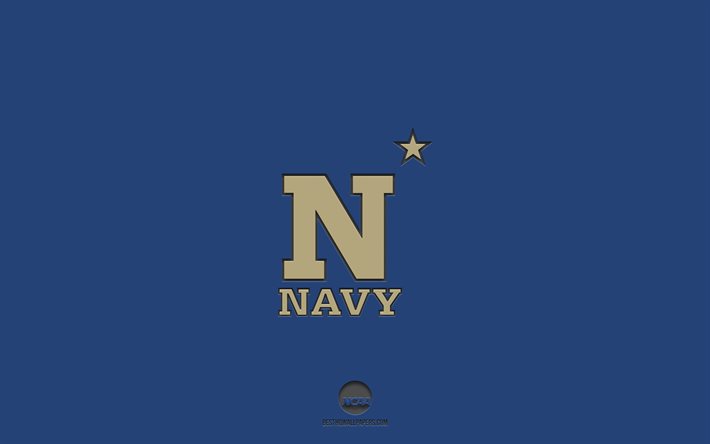 Navy Midshipmen, mavi arka plan, Amerikan futbol takımı Navy Midshipmen amblemi, NCAA, Maryland, ABD, Amerikan Futbolu, Navy Midshipmen logosu