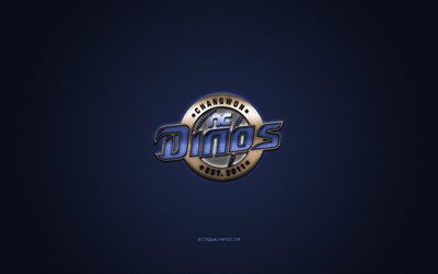 nc dinos, s&#252;dkoreanischer baseballclub, kbo league, blaues logo, blauer kohlefaserhintergrund, baseball, changwon, s&#252;dkorea, nc dinos-logo