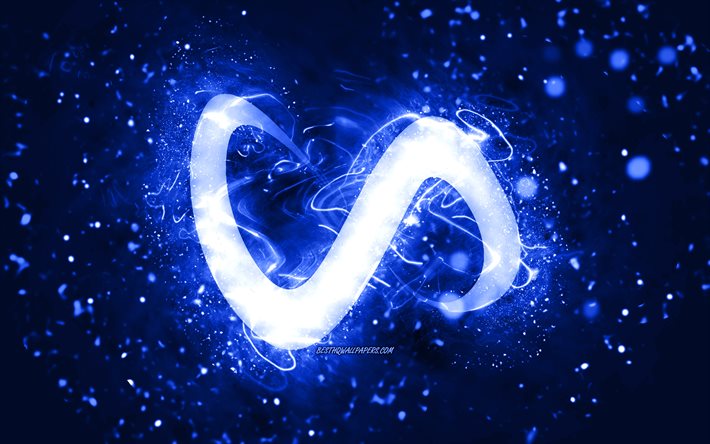 DJ Snake logo bleu fonc&#233;, 4k, DJ norv&#233;giens, n&#233;ons bleu fonc&#233;, cr&#233;atif, fond abstrait bleu fonc&#233;, William Sami Etienne Grigahcine, logo DJ Snake, stars de la musique, DJ Snake