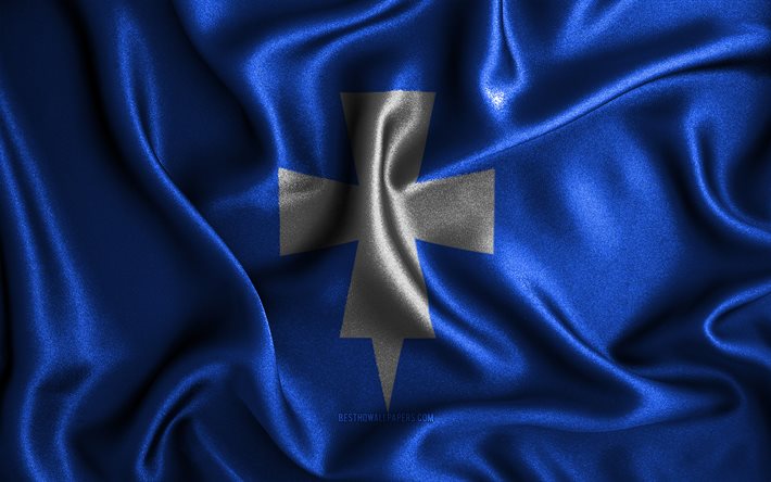 Bandeira de Rogaland, 4k, bandeiras onduladas de seda, condados noruegueses, bandeiras de tecido, arte 3D, Rogaland, Europa, Condados da Noruega, Bandeira 3D de Rogaland, Noruega