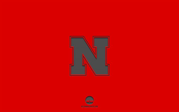 Nebraska Cornhuskers, fond rouge, &#233;quipe de football am&#233;ricain, embl&#232;me Nebraska Cornhuskers, NCAA, Nebraska, USA, football am&#233;ricain, logo Nebraska Cornhuskers