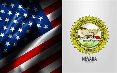 Seal of Nevada, USA Flag, Nevada emblem, Nevada coat of arms, Nevada badge, American flag, Nevada, USA