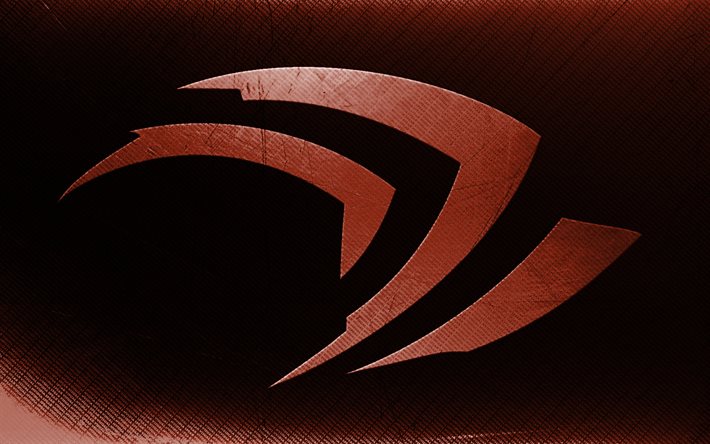 Logo marron Nvidia, art grunge, fond typographique marron, cr&#233;atif, logo grunge Nvidia, marques, logo Nvidia, Nvidia