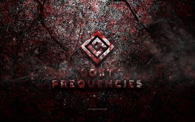 Lost Frequencies -logo, grunge -taide, Lost Frequencies -kivilogo, punainen kivi, Lost Frequencies, grunge -kivi, Lost Frequencies -merkki, Lost Frequencies 3d -logo