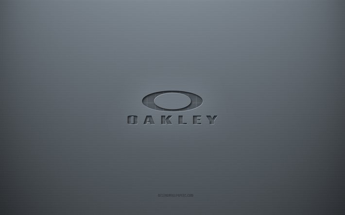 Logotipo da Oakley, plano de fundo cinza criativo, emblema Oakley, textura de papel cinza, Oakley, plano de fundo cinza, logotipo 3D da Oakley