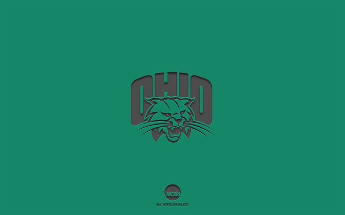 Ohio Bobcats, fundo verde, time de futebol americano, emblema do Ohio Bobcats, NCAA, Ohio, EUA, futebol americano, logotipo do Ohio Bobcats