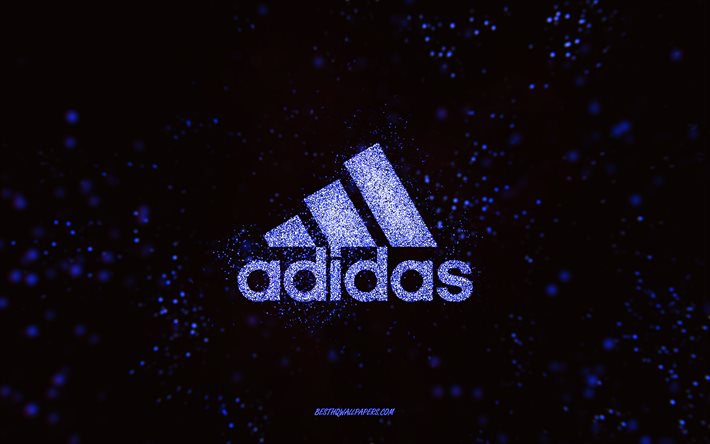 Download wallpapers Adidas glitter logo, 4k, black background, Adidas logo, blue glitter art, creative art, Adidas blue glitter logo for free. Pictures for desktop free