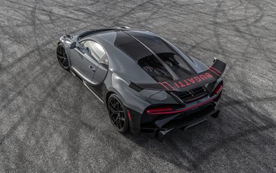 Bugatti Chiron Pur Sport, 2021, top view, hypercar, luxury sports cars, black Chiron, supercars, Bugatti