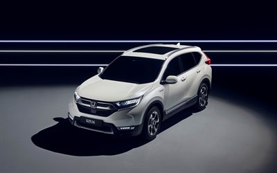 Honda CR-Vのハイブリッドの試作, 2018両, 並, 白CR-V, 日本車, ホンダ