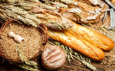 ekmek, buğday, fırın &#252;r&#252;nleri, buğday taneleri, sonbahar, hasat