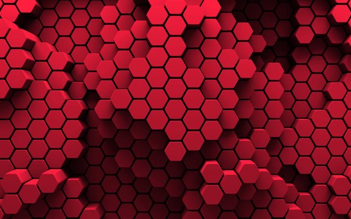 hexagones roses, 4k, art 3D, cr&#233;atif, nid d&#39;abeille, motifs d&#39;hexagones, fond d&#39;hexagones roses, textures d&#39;hexagones, arri&#232;re-plans roses, texture d&#39;hexagones
