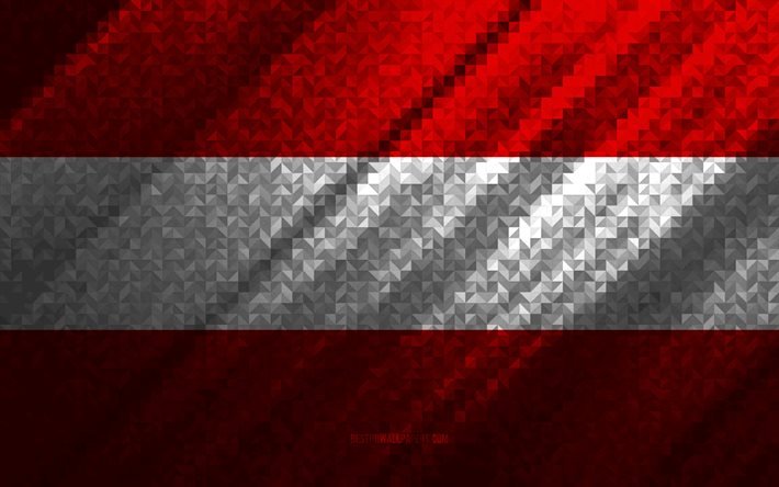 Drapeau de l&#39;Autriche, abstraction multicolore, drapeau de la mosa&#239;que de l&#39;Autriche, Europe, Autriche, art de la mosa&#239;que, drapeau de l&#39;Arm&#233;nie