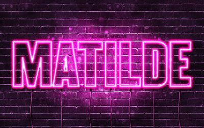 Matilde, 4k, wallpapers with names, female names, Matilde name, purple neon lights, Happy Birthday Matilde, popular italian female names, picture with Matilde name