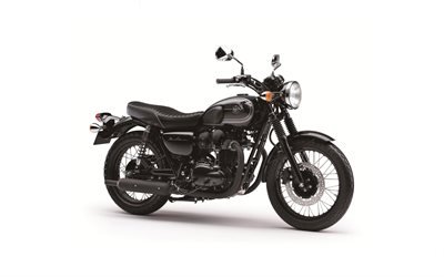 カワサキW800ブラックエディション, 外側, 白い背景の上のバイク, ニューブラックW800, 日本のバイク, カワサキ