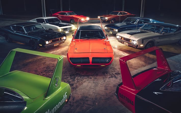 Plymouth Superbird, 1970, Dodge Charger, carros retr&#244;, carros cl&#225;ssicos americanos, Plymouth, Dodge