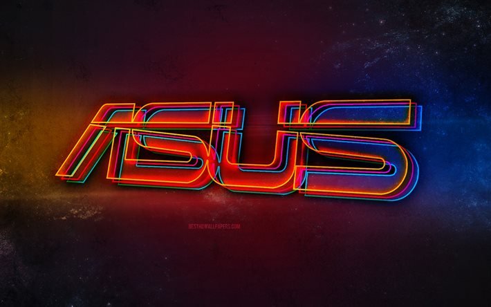 Asus logosu, hafif neon sanatı, Asus amblemi, Asus neon logosu, yaratıcı sanat, Asus