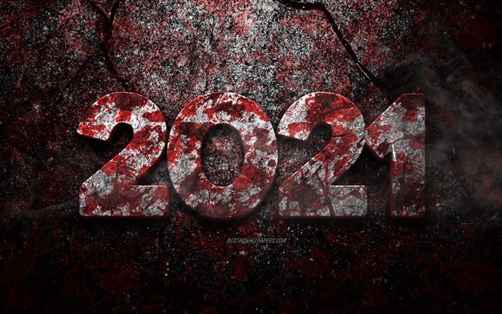 2021 New Year, grunge stone background, 2021 grunge background, 2021 concepts, Happy New Year 2021, 2021 art
