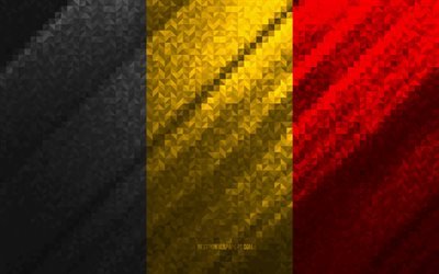 Flag of Belgium, multicolored abstraction, Belgium mosaic flag, Europe, Belgium, mosaic art, Italy flag