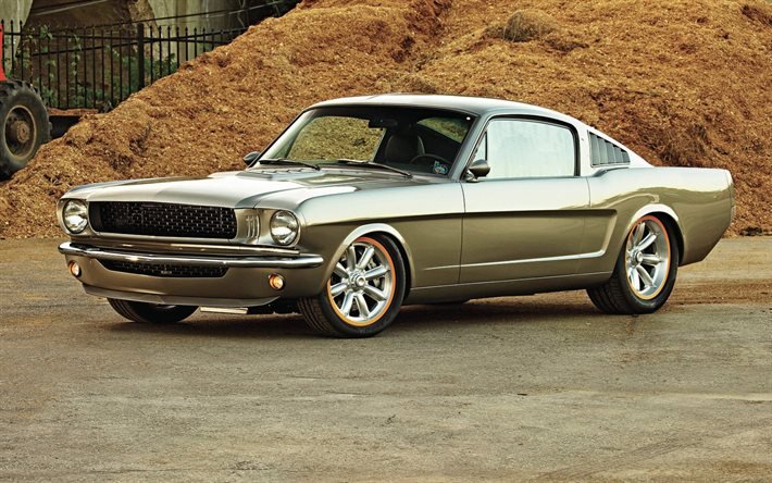 Ford Mustang, retro arabalar, 1966 araba, HDR, kas arabalar, 1966 Ford Mustang, amerikan arabalar, Ford