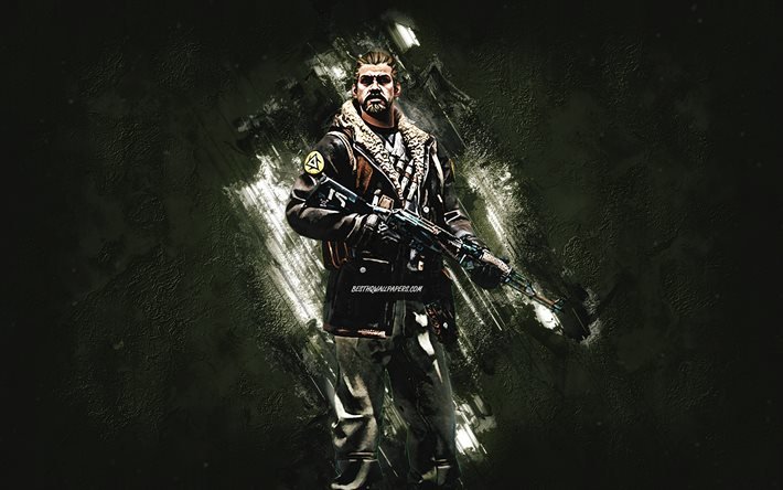 Blackwolf, agente do CS GO, Counter-Strike Global Offensive, fundo de pedra verde, personagens de Counter-Strike, CS GO