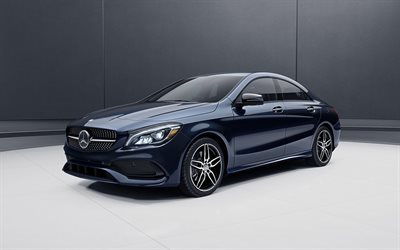 45 Mercedes-Benz CLA, AMG, 2016, koyu mavi CIA, mavi Mercedes, sedan