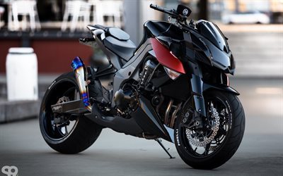 Z1000 Kawasaki, 2016 bisiklet, superbikes, siyah Kawasaki