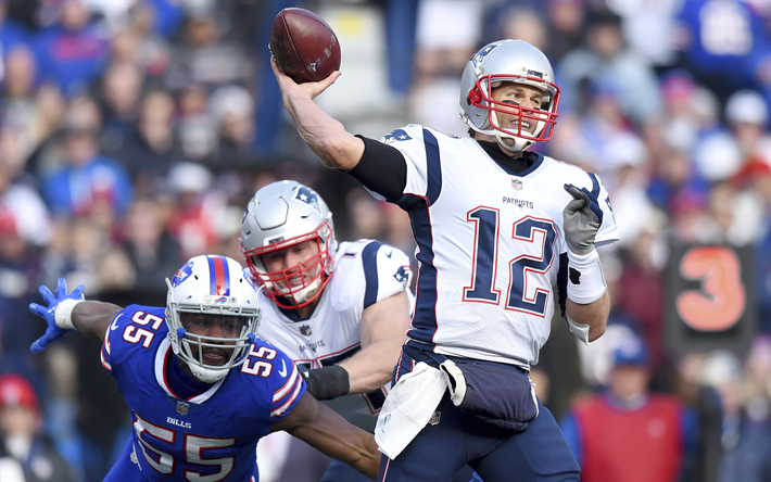 Tom Brady, 2017, pelinrakentaja, ottelu, amerikkalainen jalkapallo, NFL, New England Patriots