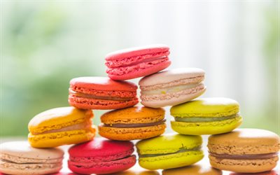 macaroons, pyramid, colorful biscuits, pastries, sweets