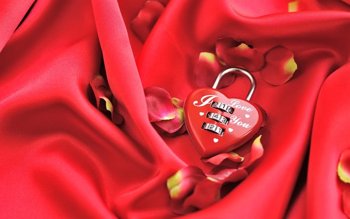 I Love You, Red Castle, Heart, Valentine&#39;s Day, Red Silk Fabric, romance