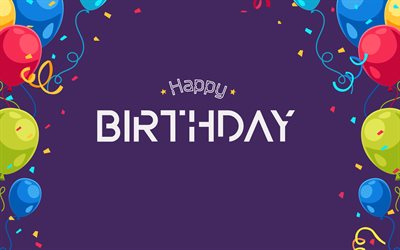Download Wallpapers Happy Birthday Art Violet Background Birthday For Desktop Free Pictures For Desktop Free