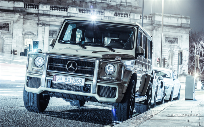 4k, مرسيدس-AMG G63, Gelendvagen, 2017 السيارات, سيارات الدفع الرباعي, دبي, ضبط, الفضة Gelendvagen, الشارع, G63, مرسيدس