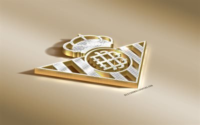 Real Betis, Spanish football club, golden silver logo, Seville, Spain, La Liga, 3d golden emblem, creative 3d art, football, LaLiga