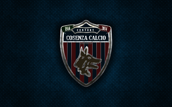 Cosenza Calcio, Italian football club, sininen metalli tekstuuri, metalli-logo, tunnus, Cosenza, Italia, Serie B, creative art, jalkapallo