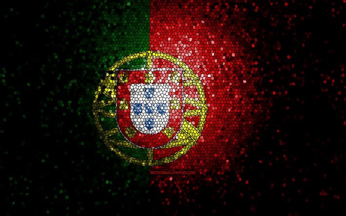 Portekiz bayrağı, mozaik sanatı, Avrupa &#252;lkeleri, Portekiz Bayrağı, ulusal semboller, sanat eseri, Avrupa, Portekiz