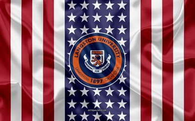 Emblema de la Universidad de Langston, bandera estadounidense, logotipo de la Universidad de Langston, Langston, Oklahoma, EE UU, Universidad de Langston