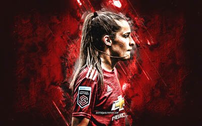 Ella Toone, Manchester United FC, english soccer player, portrait, red stone background, womens football