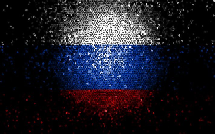 Drapeau russe, art de la mosa&#239;que, pays europ&#233;ens, drapeau de la Russie, symboles nationaux, œuvres d&#39;art, Europe, Russie
