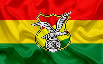 Bolivia national football team, logo, emblem, flag of Bolivia, football association, World Championship, football, silk texture