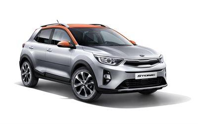 Kia Stonic, 2018, 4k, compact crossover, new cars, silver Stonic, Kia