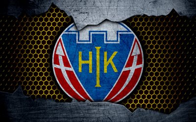 Hobro, 4k, logo, MLS, il calcio, il Campionato danese, club di calcio, Danimarca, grunge, struttura del metallo, Hobro FC