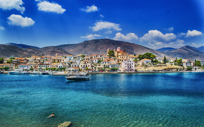 Grecia, verano, mar, Mediterr&#225;neo, resort, costa, viajes, yates, Europa