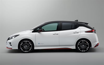 Nissan Leaf, Nismo Concept, 2017, 4k, tuning Leaf, white, hatchback, new cars, electric car, Nissan