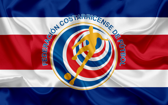 Le Costa Rica &#233;quipe nationale de football, le logo, l&#39;embl&#232;me, le drapeau du Costa Rica, de la f&#233;d&#233;ration de football, Championnat du Monde de football, la texture de la soie