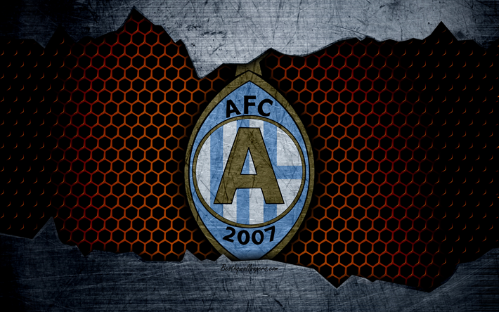 AFC Eskilstuna, 4k, logo, premier Lig, futbol, futbol kul&#252;b&#252;, İsve&#231;, Eskilstuna, grunge, metal doku, Eskilstuna FC
