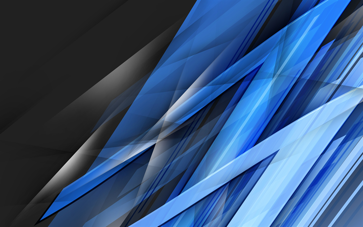 blue shards, 4k, lines, dark background, art, abstract material