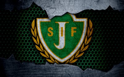 Jonkoping Sodra, 4k, logo, premier league, calcio, football club, Svezia, Jonkoping, grunge, struttura del metallo, Jonkoping Sodra FC