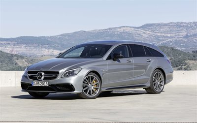 Mercedes-Benz CLS-Class, 2017, 4k, wagon, silver CLS, German cars, Mercedes