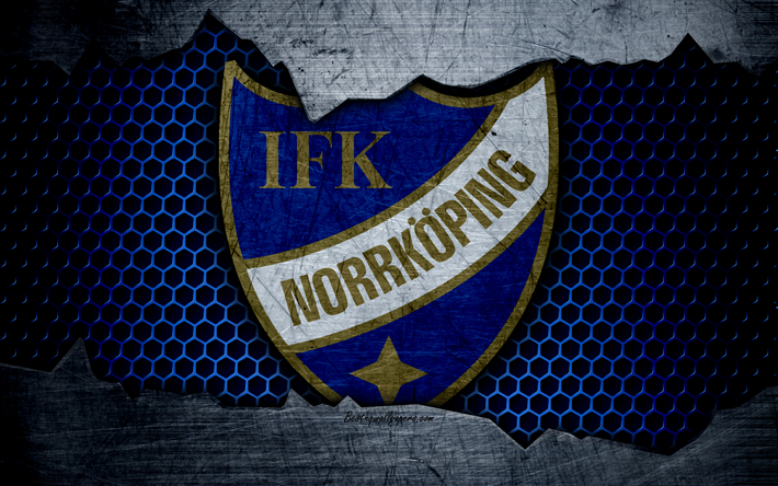 نورشوبينغ, 4k, شعار, الدوري السويدي الممتاز, كرة القدم, نادي كرة القدم, السويد, الجرونج, الملمس المعدني, نادي نورشوبينغ