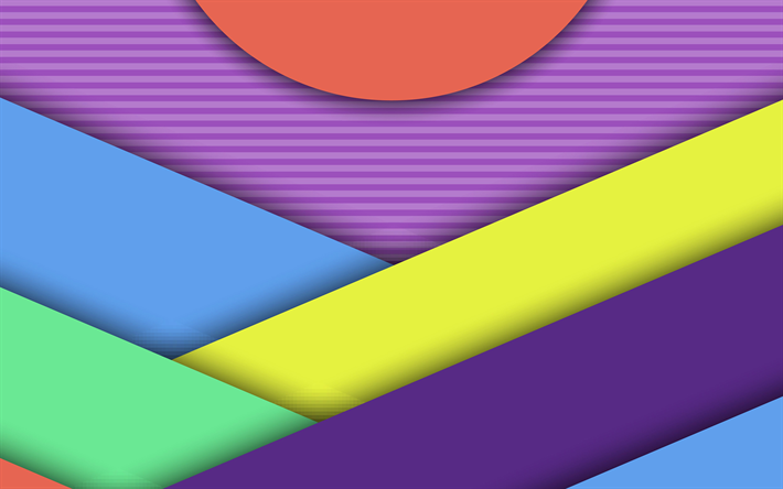 lines, waves, arrows, 4k, colorful background, android, abstract material, art
